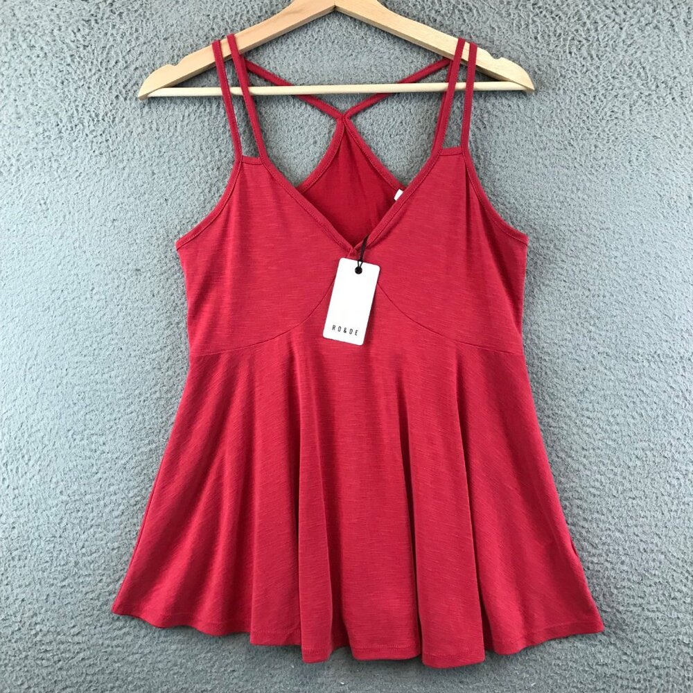 New Ro &‎ De Camisole Tank Top Red Ruffle Scoopneck Sleeveless S